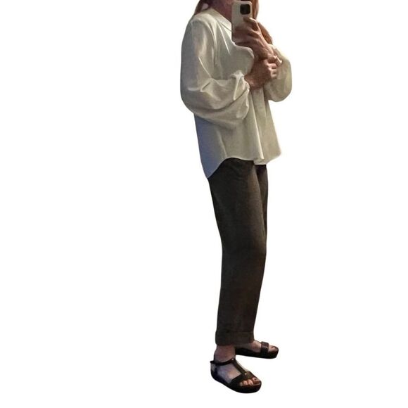 Neiman Marcus Elegant Ivory White Button Down Puff Sleeve Pirate Poet Blouse XL - Picture 4 of 12